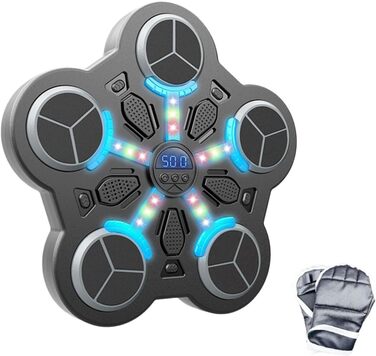 Дитяча боксерська машина з підсвіткою LED, музикою та Bluetooth, 3 режими швидкості, автоматичний лічильник, чорний