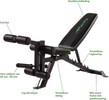 Регульована лава для тренувань Tunturi UB60 зі спинкою та підніжками