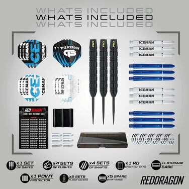 Дротики Red Dragon Gerwyn Price Iceman із латуні, сталевий наконечник, набір для дартсу