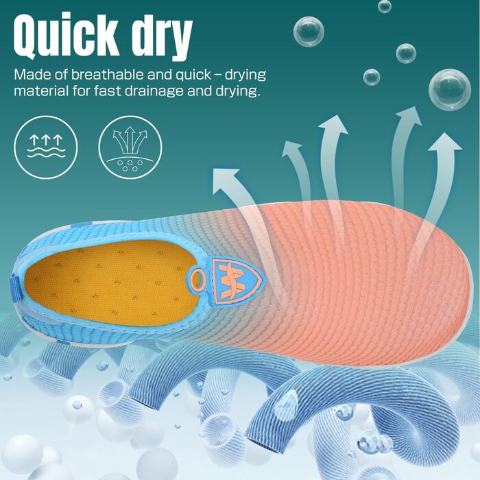Взуття для плавання та водних видів спорту WateLves: чоловіче та жіноче, швидковисихаюче, унісекс, кольори: блакитний, помаранчевий, розмір 39 EU