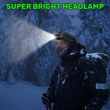 Ліхтар на голову LED акумуляторний, 90000 люмен, Zoom, сенсор, 3 кольори світла, червоне аварійне світло, 7000mAh, IPX7, для кемпінгу, риболовлі