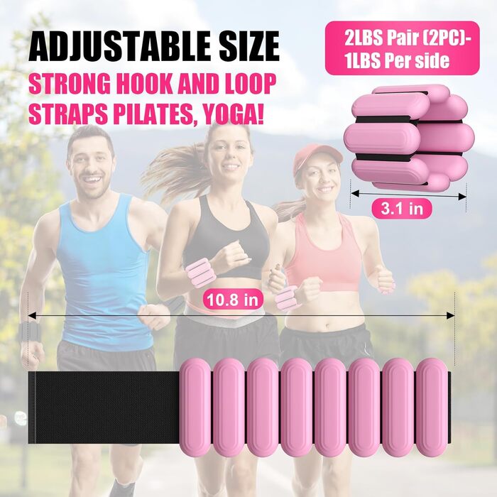 Набір вантажів для зап'ястя та щиколоток (2 шт по 0,5 кг) для фітнесу, йоги, танців, пілатесу, рожеві