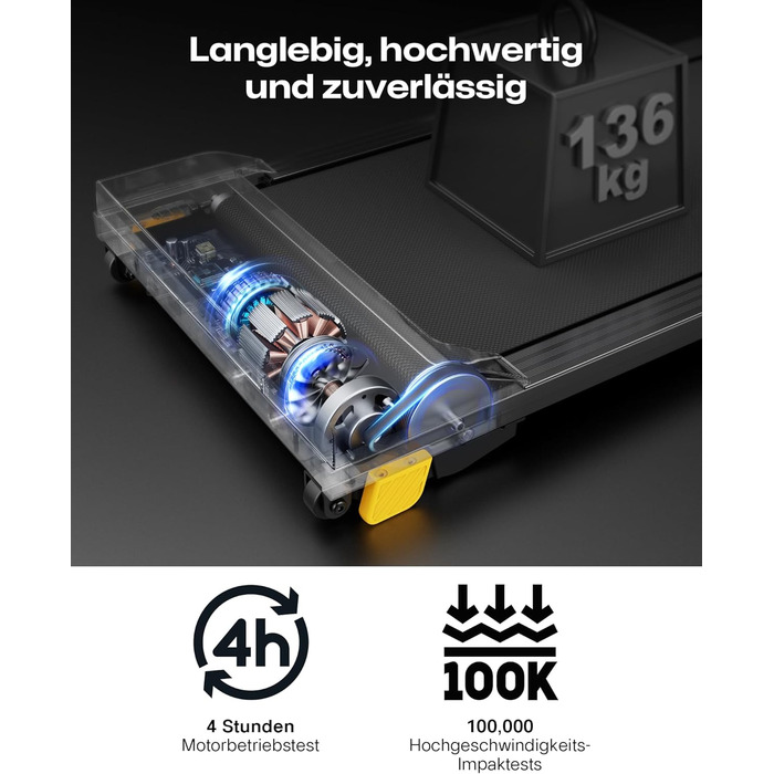 Бігова доріжка Walking Pad з шеститочковою амортизацією, тиха для дому та офісу, 2,5 кінських сили