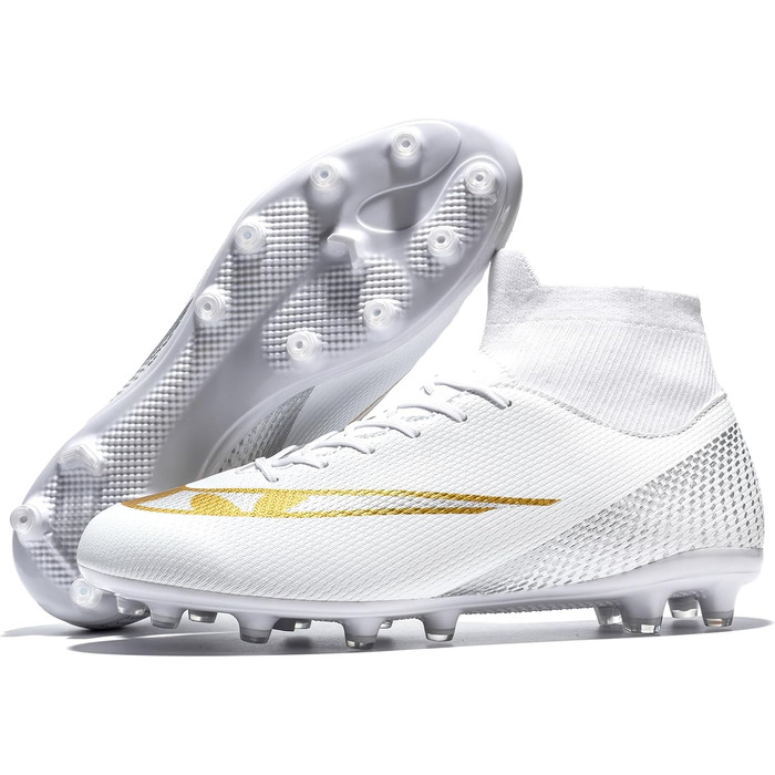 Чоловічі футбольні бутси Cleats з високим верхом, дихаючі, для тренувань (35 EU, A Weiß)