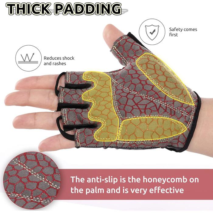 Велосипедні рукавички чоловічі літні напівпальцеві MTB, рукавички для гірського велосипеда/шосе, велосипедні рукавички для чоловіків та жінок, дихаючі, неслизькі, амортизуючі, білі (M, червоний)