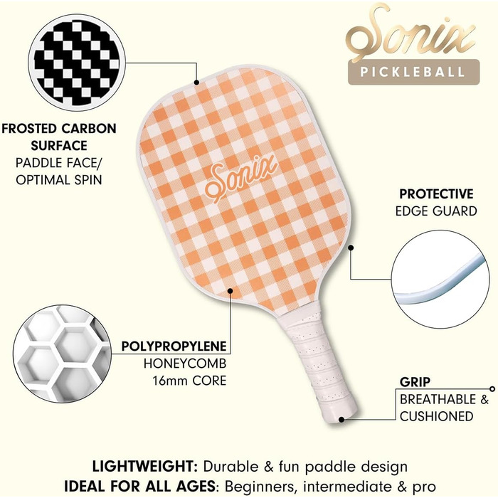 Набір для піклболу Sonix: 2 ракетки, 4 м'ячі, сумка. Поверхня з скловолокна, схвалено USAPA, дизайн Sherbet Konfetti