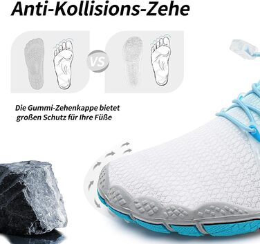 WateLves Барфути жіночі та чоловічі водяні та пляжні шльопанці, кросівки для трейлраннінгу та фітнесу, швидко сохнуть, з антиковзкою підошвою та широкою передньою частиною, білий, помаранчевий (градієнт білий-блакитний), 37 EU