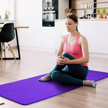 Гімнастичний килимок BalanceFrom GoYoga, 12 мм, висока щільність, з ременем для перенесення, фіолетовий, зносостійкий