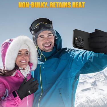 Зимові рукавички Ihuan для чоловіків та жінок, термо рукавички для велосипеда, катання на снігоході, піших прогулянок, мотоцикла та велосипеда (Чорний, XL)