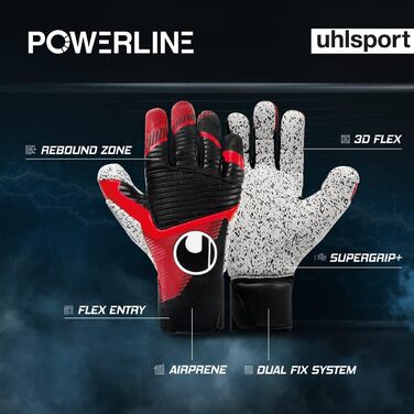 Воротарські рукавички Uhlsport Powerline Supergrip+ Reflex для юніорів, унісекс, футбольні, преміум-якість