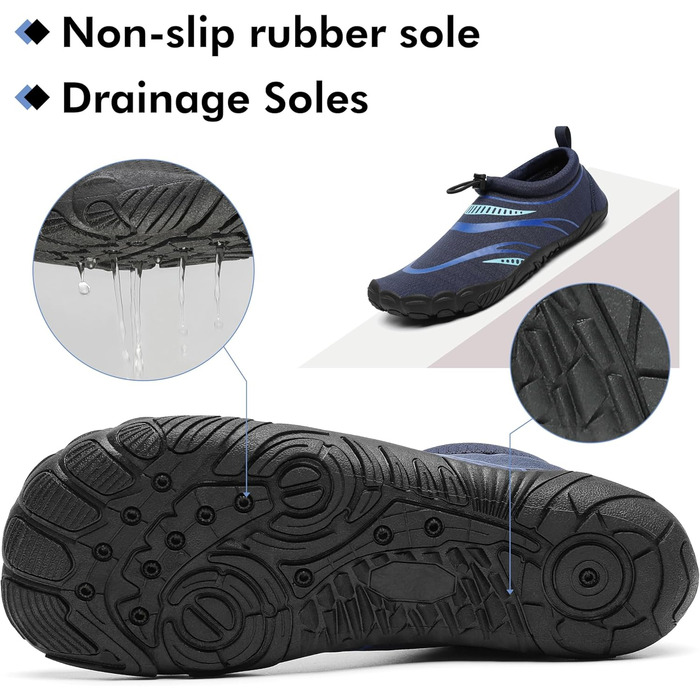 Чоловічі та жіночі аквашузи Mishansha для плавання та відпочинку на воді, чорно-морського кольору (37 EU)