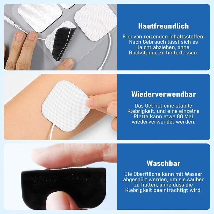 Пристрій TENS для терапії болю, 5-в-1 (TENS/EMS/IF/RUSS/DIY) - зняття болю за допомогою електричної стимуляції нервів, 80 програм масажу, 2 канали, 8 електродів (чорний)