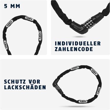 Замок ланцюговий ABUS Steel-O-Chain 5805C, 5 мм сталь, захисний рівень 4, чорний, 75 см