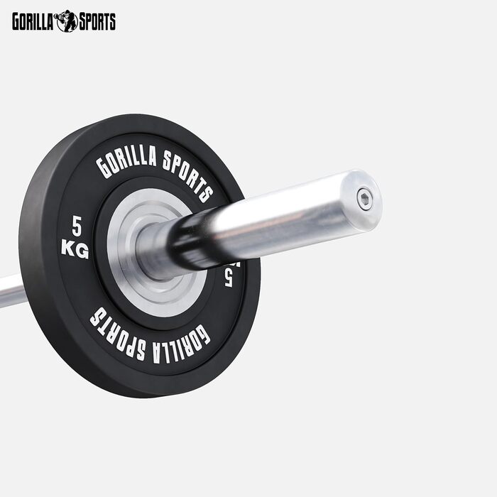 Бамперні диски GORILLA SPORTS 50 мм, 5-25 кг, гумовані, чавун, для штанги, олімпійські гирі