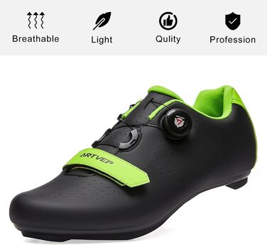 Велотуфлі для чоловіків та жінок: шосейні та MTB, сумісні з педалями Look SPD, SPD-SL, Delta Lock, Peloton. Розмір 41 EU, чорний/зелений