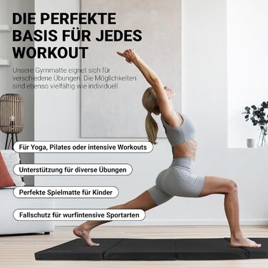 Гімнастичний мат MSPORTS Turnmatte Premium складаний м'який килимок для спорту та дітей, чорний, 190 x 80 x 5 см