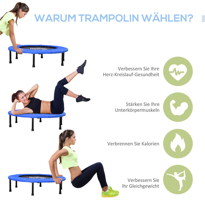 HOMCOM Fitness Trampoline Ø91 см Міні-батут з нековзними ногами Батут 100 кг з навантаженням для дорослих Батут для стрибків у приміщенні на вулиці | Аосом