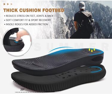 Чоловічі сандалі KuaiLu для трекінгу та відпочинку: ортопедичні, зручні, літні, пляжні, з товстою підошвою, розмір 44 EU (чорні)