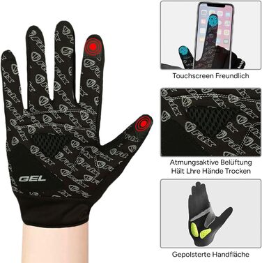 Зимові велосипедні рукавички FDX для чоловіків – вітронепроникні та водовідштовхувальні, з теплим флісом, гелевою підкладкою, підтримкою сенсорного екрану, неслизьким зчепленням – ідеальні для велосипеда, MTB та електровелосипеда (Чорний, XL)