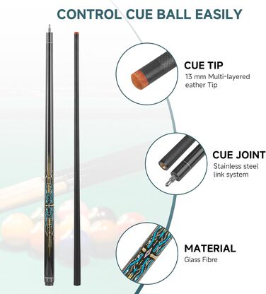 Більярдний кий HomeSeason з скловолокна, 147.3 см, професійний (з чохлом)
