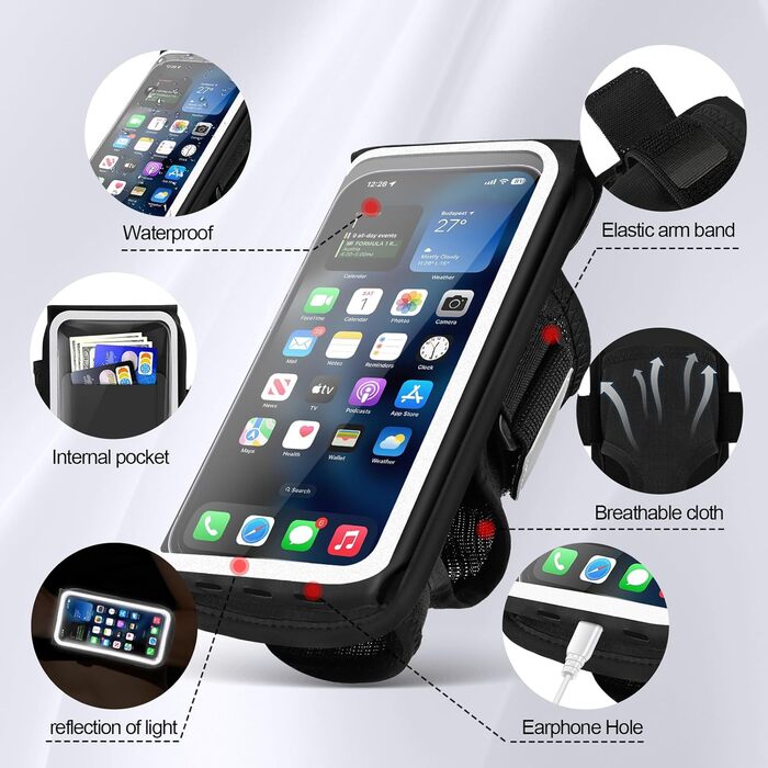 Спортивний браслет для телефону Guzack 2-в-1: фіксатор для бігу та тренувань, універсальний, для iPhone/Samsung
