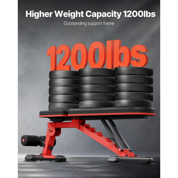 Лавка для жиму VEVOR (544 кг) для тренувань всього тіла, регульована лавка для пресу, силові тренування вдома, складана