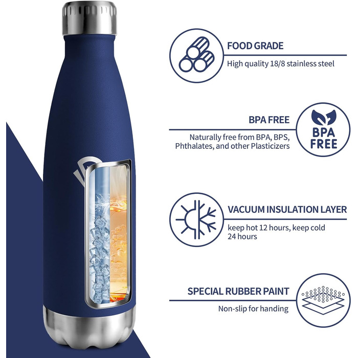 Термосфляка 750 мл, термос-пляшка з подвійними стінками, для газованої води, без BPA, витокозахисна, ізольована фляка з нержавіючої сталі для університету, роботи, подорожей, спорту, активного відпочинку, хлопчиків та дівчаток, темно-зелений (750 мл, темн