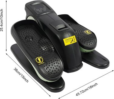 Еліптичний тренажер під стіл з пультом та дисплеєм, регульована швидкість, електричний, для дому, чорний+зелений