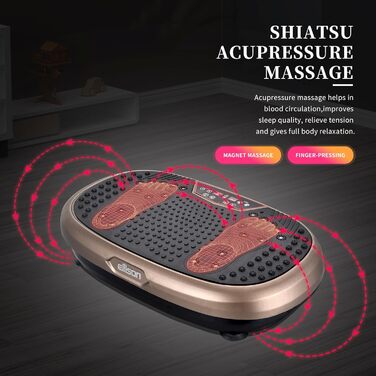 Вібраційна платформа EILISON Fitpro для фітнесу та лімфодренажу, з еспандерами, для фігури, тонусу, відновлення, коричнева