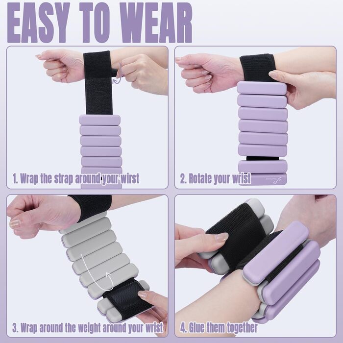 Набір манжет для ніг Sportneer 2 шт. (0,5 кг та 1 кг) для йоги, танців, аеробіки, фітнесу, ліловий