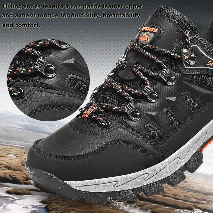 Чоловічі туристичні черевики Leichte Wanderschuhe: зручні, дихаючі, з антиковзким покриттям для хайкінгу та трекінгу (37 EU, Чорний)