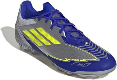 Бутси футбольні adidas F50 League Unisex для штучного покриття, 47 1/3 EU, сріблястий/сонячно-жовтий/блакитний