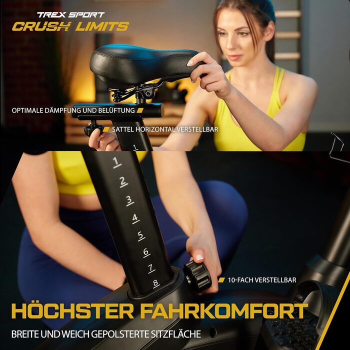 Велотренажер TREX SPORT TX-550MB HYPER, домашній, магнітний, 16 рівнів, пульсометр, 120 кг