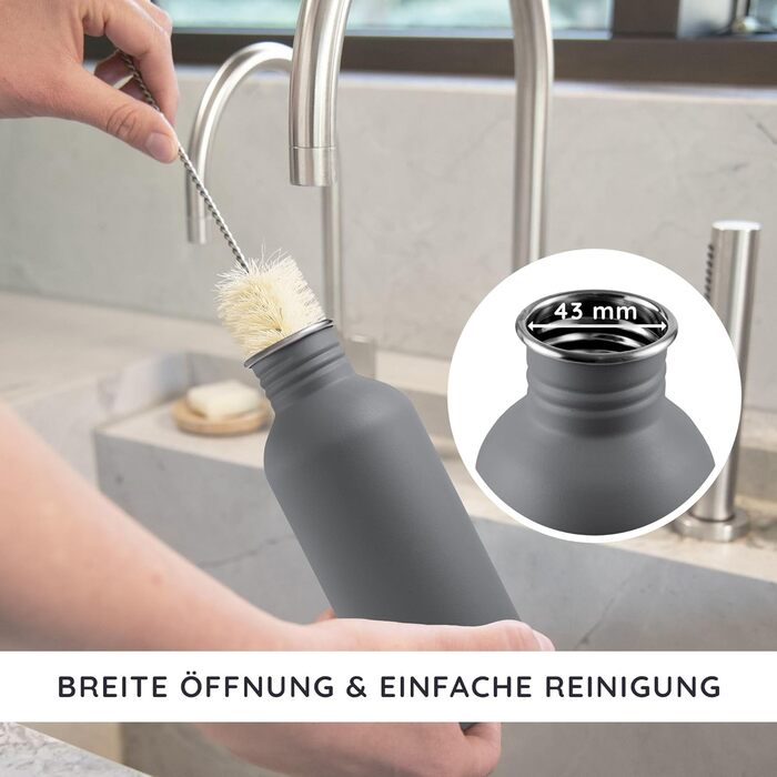 Фляга для води Bambaw з нержавіючої сталі, 1 л | Багаторазова еко-фляга | Для кемпінгу та походів | Без пластику | Спортивна фляга, не протікає (1000 мл, Антрацит)