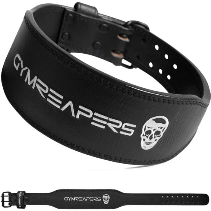 Шкіряний атлетичний пояс Gymreapers для важкоатлетики та бодібілдингу, підтримка попереку для присідань, з неопреновим підкладом, чорний, розмір XXL