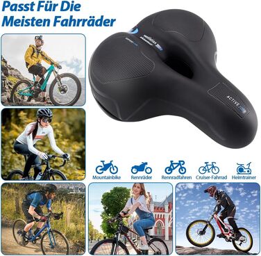 Велосипедне сідло Cloud Comfort Pro 2.0: М'яке, ергономічне, з пам'яті ефектом, амортизуюче, дихаюче. Підходить для чоловіків, жінок та дітей. City, Mountain Bike, з підвіскою.