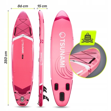 SUP-дошка Tsunami PRO 350 см, багатоколірна, з аксесуарами