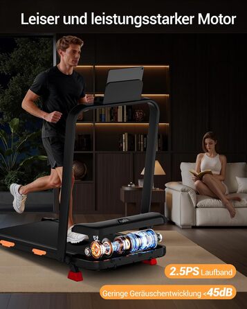 Складана бігова доріжка UMAY для дому з регулюванням нахилу 15%, Walking Pad для ходьби, макс. навантаження 136 кг, з LED-дисплеєм та пультом керування, чорна
