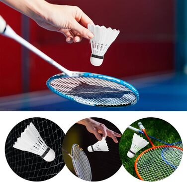 Волан для бадмінтону, 12 шт. - Натуральні пір'я, для гри в приміщенні та на вулиці, міцні та довговічні, білі