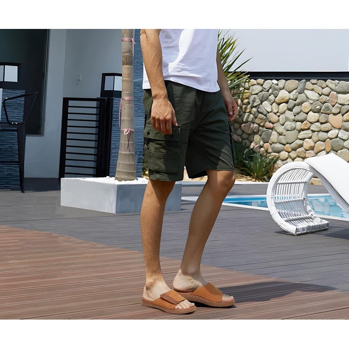 Чоловічі сандалі ONCAI з регульованими ремінцями, відкритим носком, спортивні слайди, пляжні сандалі з м'якою устілкою та підтримкою склепіння стопи, розмір 43.5 EU, хакі