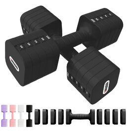 Набір гантелей 20 кг, регульовані, 5-в-1, для фітнесу, дому, силових тренувань (2/4/6/8/10 кг), чорний
