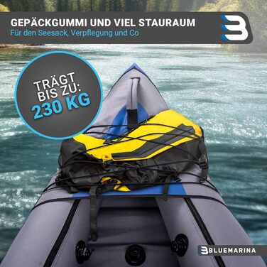 Надувний каяк Bluemarina Samoa для 1-3 осіб з веслом, насосом і сумкою — універсальний надувний човен для риболовлі, відпочинку та водного туризму