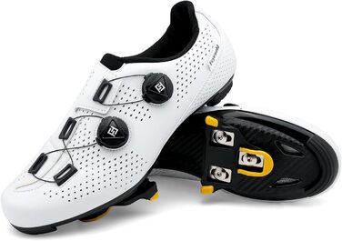 Велотуфлі для чоловіків та жінок, сумісні з SPD-SL/Look KEO, з кріпленнями, розмір 43 EU, білі
