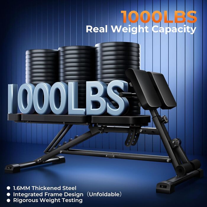 Регульована лава для тренувань 450 кг – високопродуктивна лава з ручками для дому, римський стілець для розтяжки спини та лава для пресу