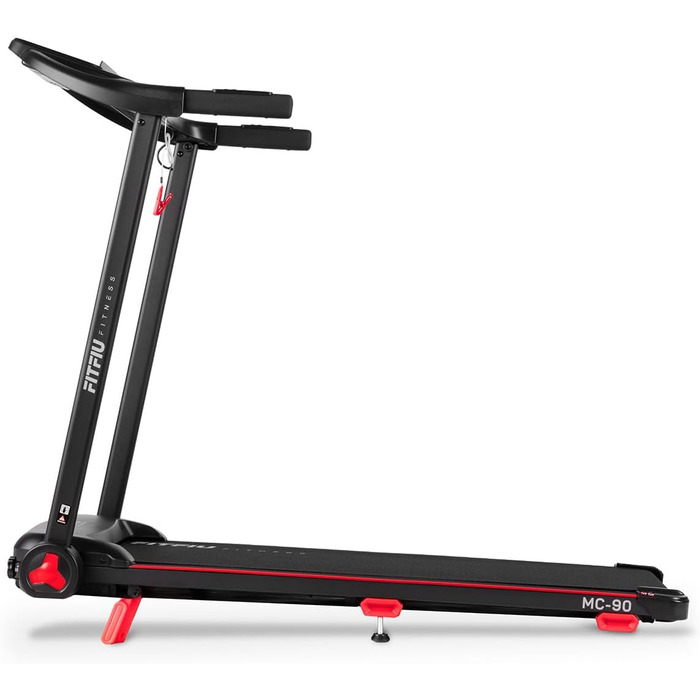 Біговий тренажер FITFIU MC-90 з мотором 2.0 HP, регулюванням швидкості до 14 км/год та нахилом 9%, з підключенням до Kinomap, Zwift та Fitime, динаміком та тримачем для планшета