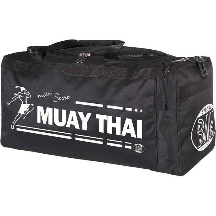 Спортивна сумка BAY XL для тайського боксу, Muay Thai, K-1, MMA, чорна, 70x32x30 см, принт Таїланд