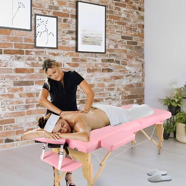 Масажний стіл складаний для косметології: дерев'яний масажний стіл з 2 зонами, мобільне масажне ліжко для фізіотерапії, тату та SPA
