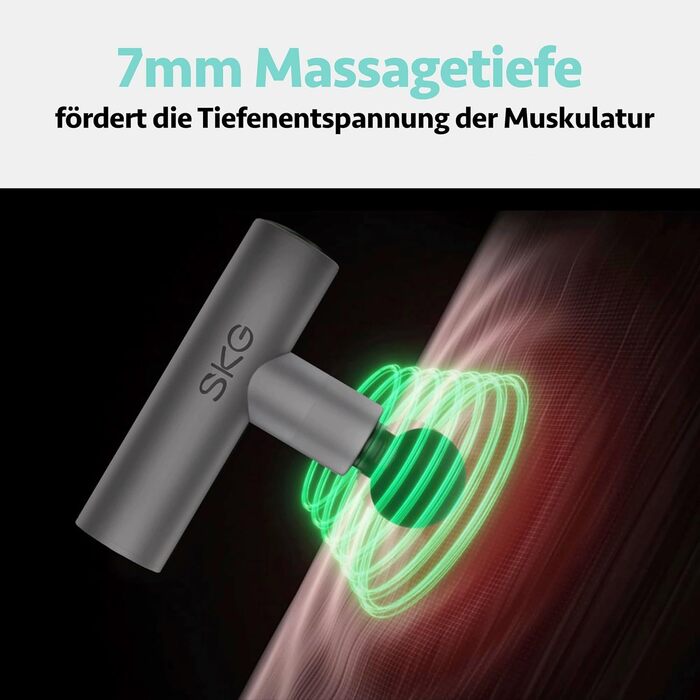Масажний пістолет SKG F3 Lite Mini, 4 режими, 4 насадки, 3200 об/хв, USB-C, сріблястий