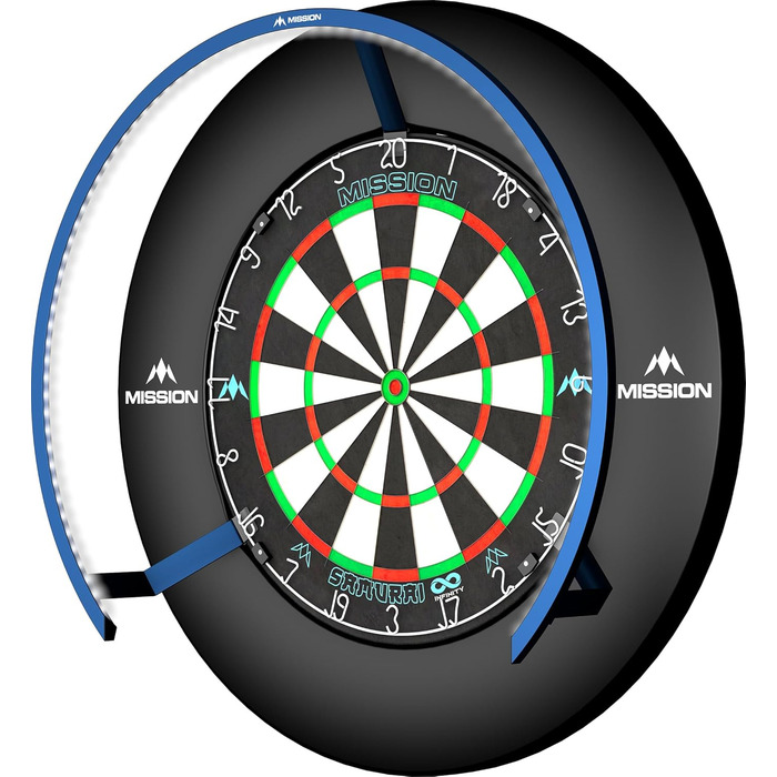 Світлодіодне підсвічування для дартс Mission Darts Torus 270, доступ до ігрової зони, матове чорне, червоне, синє, бронзове