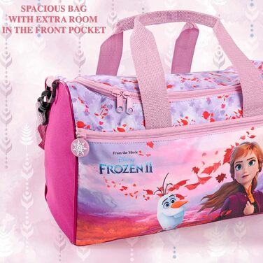Дитяча спортивна сумка PERLETTI Frozen 2, водонепроникна, для дівчаток, з Анною, Ельзою та Олафом, фіолетово-рожева, для басейну, садочка, 35x22x15 см